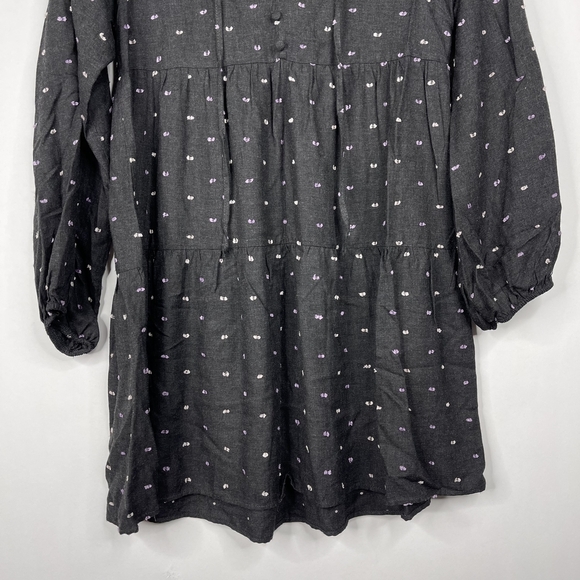 2/$30 ZARA Ditsy Embroidered Babydoll Popover Dress Small Gray Long Sleeve #7028 - Picture 9 of 16